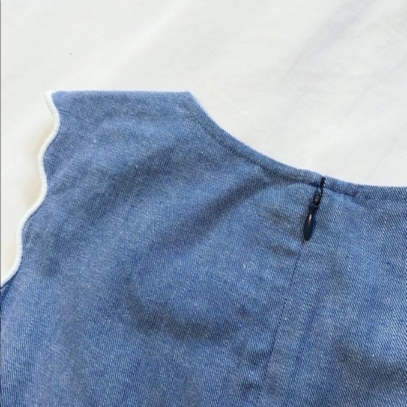 J. CREW Top Sleeveless Scallop Bohemian Summer Grommet Denim Blue Size 2 - Picture 8 of 16